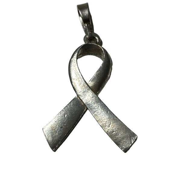 Inspirational Ribbon Style Pendant Charm Cancer Awareness Silver Pewter - Picture 1 of 6